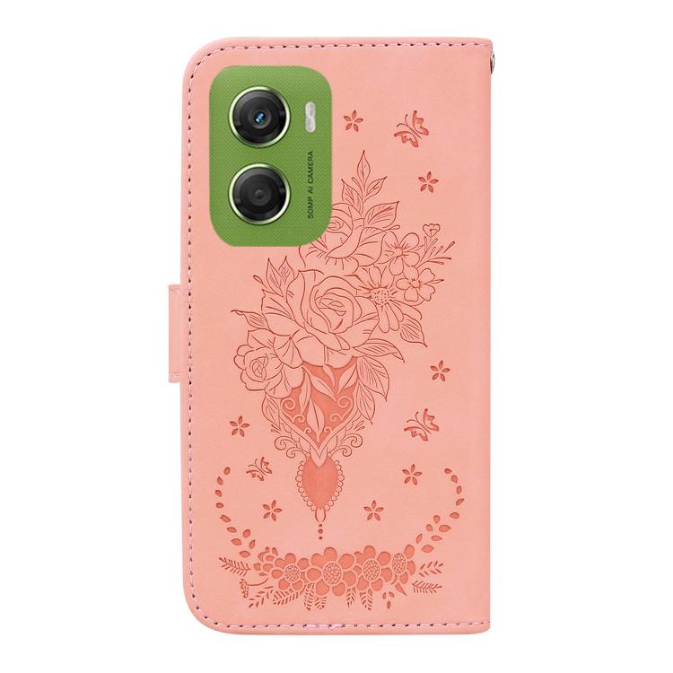 For Motorola Moto G06 4G Butterfly Rose Embossed Leather Phone Case