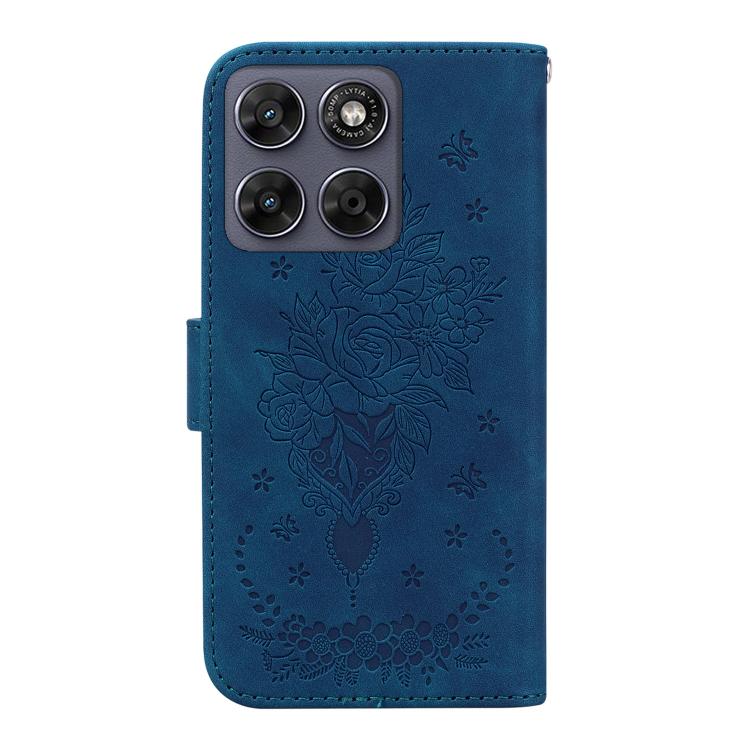 For Motorola Moto G67 5G / Moto G77 5G Butterfly Rose Embossed Leather Phone Case