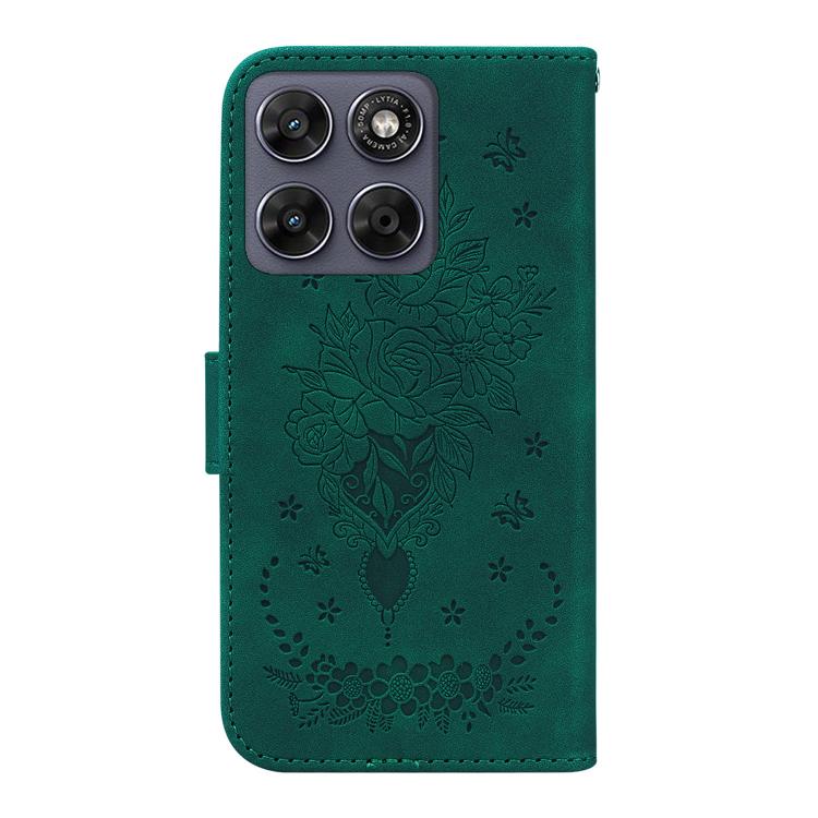 For Motorola Moto G67 5G / Moto G77 5G Butterfly Rose Embossed Leather Phone Case