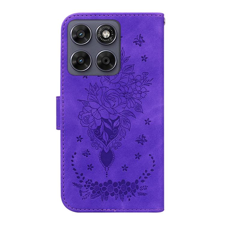 For Motorola Moto G67 5G / Moto G77 5G Butterfly Rose Embossed Leather Phone Case