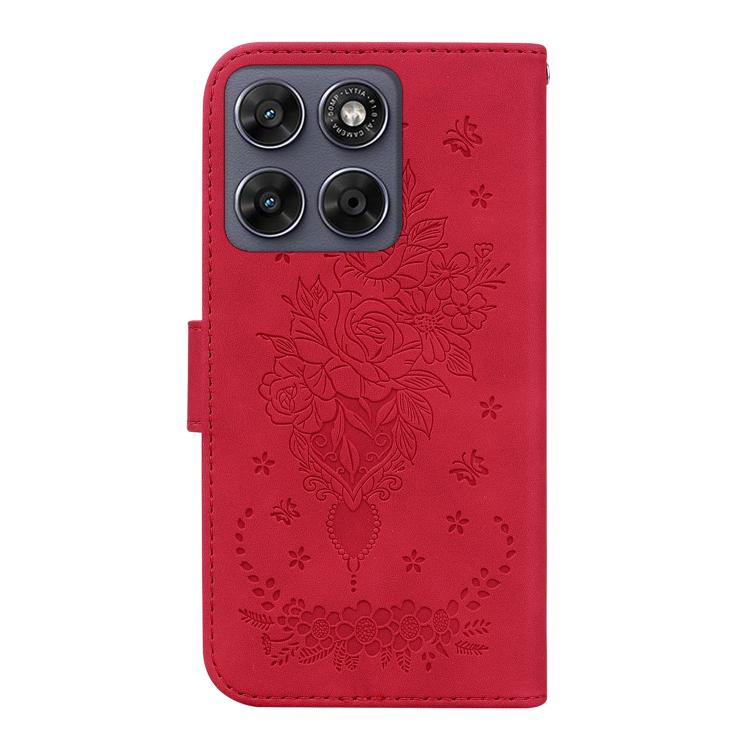 For Motorola Moto G67 5G / Moto G77 5G Butterfly Rose Embossed Leather Phone Case