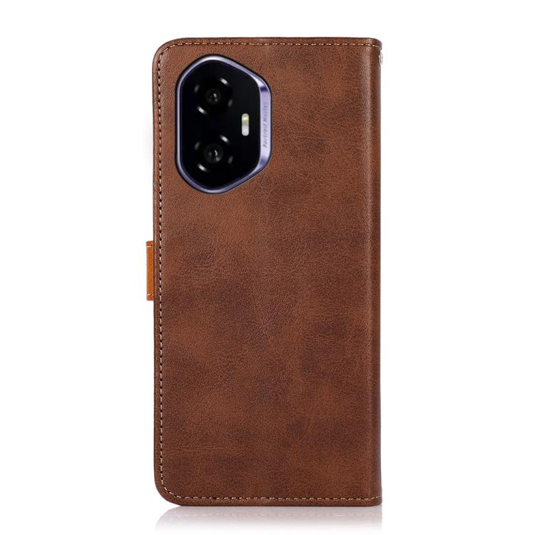 For Honor 400 Global 156.5mm KHAZNEH Dual-color Cowhide Texture Flip Leather Phone Case