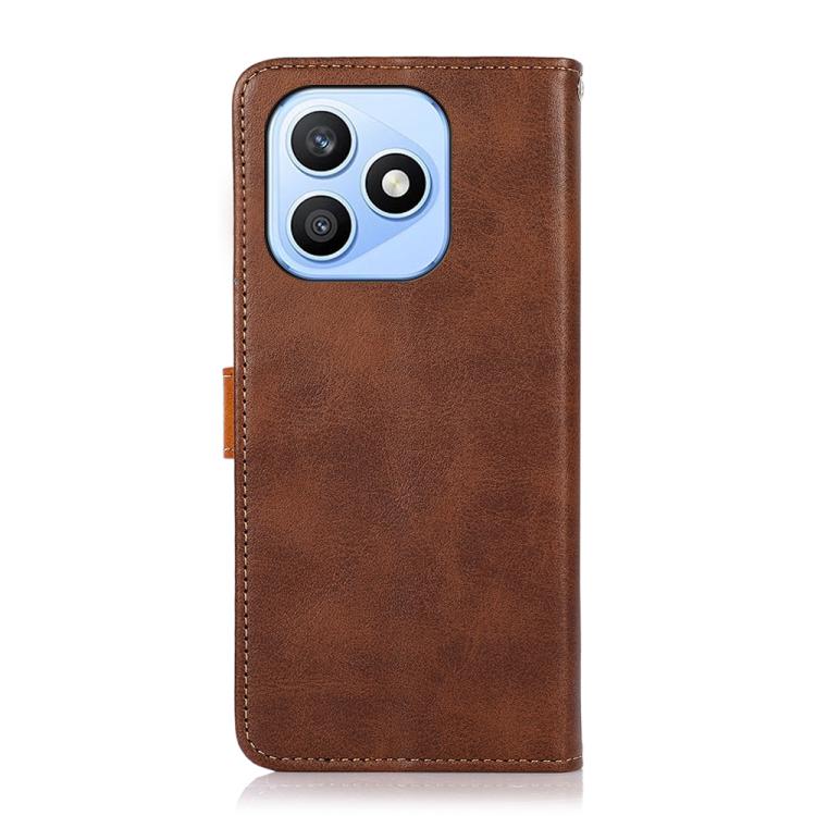 For Honor X8d 4G KHAZNEH Dual-color Cowhide Texture Flip Leather Phone Case