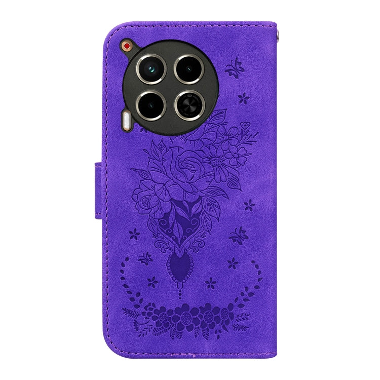 For Tecno Camon 30 4G / 5G Butterfly Rose Embossed Leather Phone Case