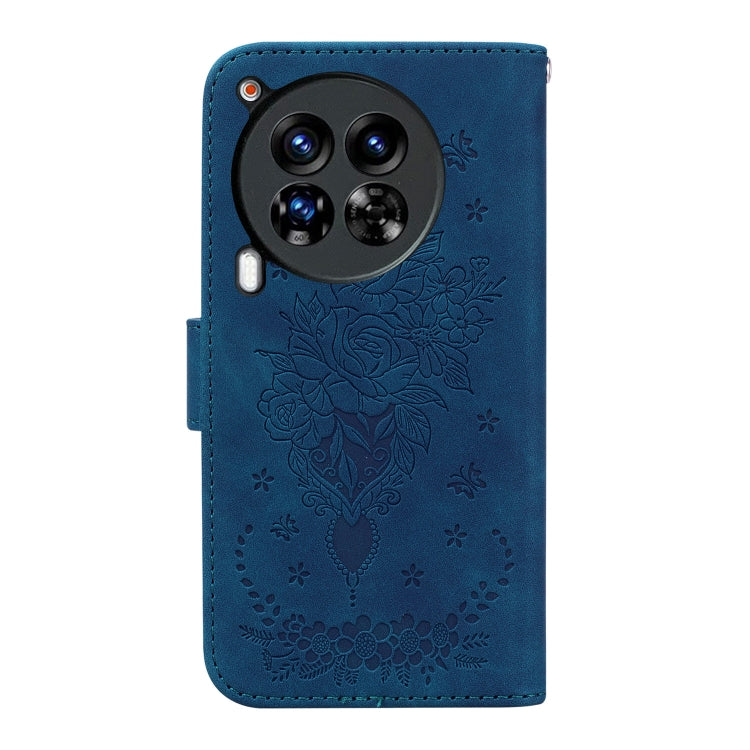 For Tecno Camon 30 Premier 5G Butterfly Rose Embossed Leather Phone Case