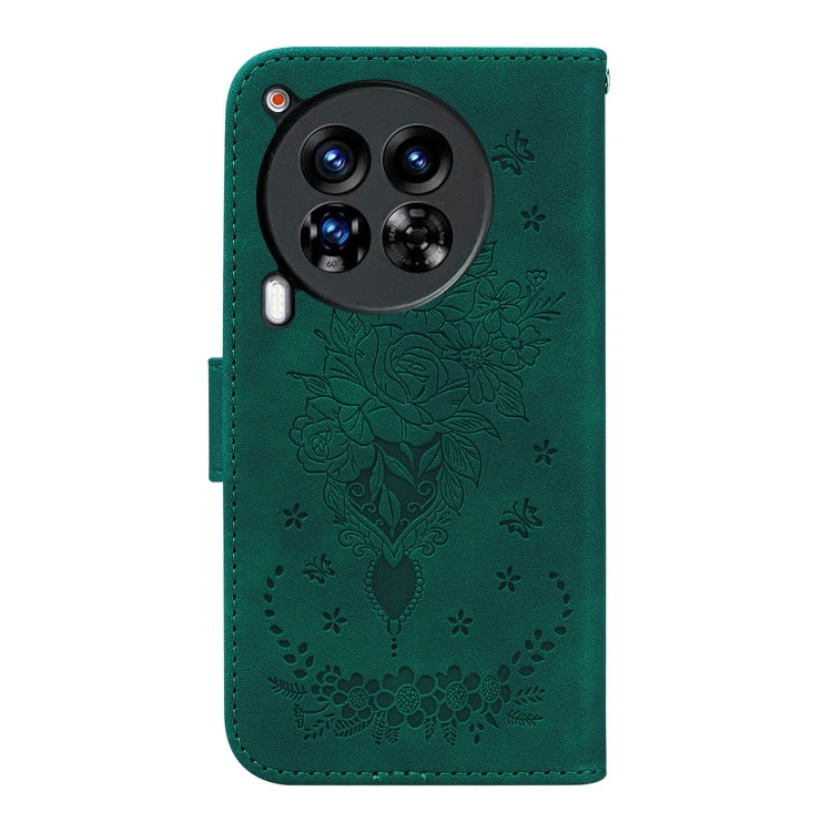 For Tecno Camon 30 Premier 5G Butterfly Rose Embossed Leather Phone Case