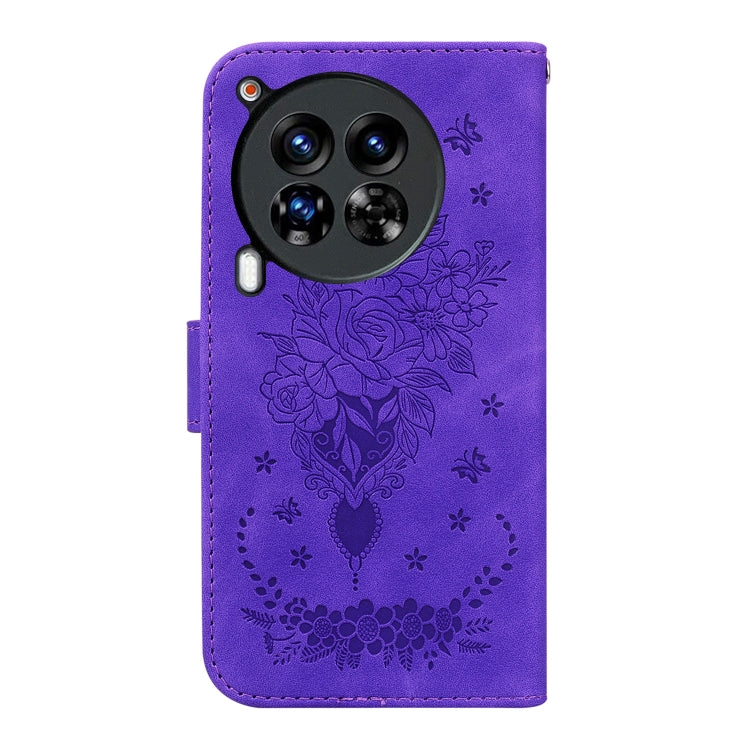 For Tecno Camon 30 Premier 5G Butterfly Rose Embossed Leather Phone Case