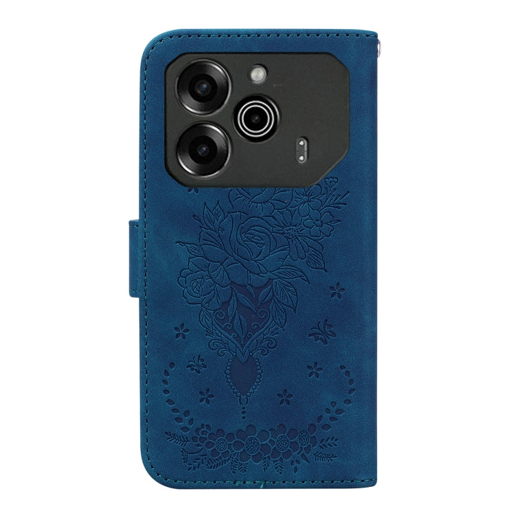For Tecno Pova 6 / Pova 6 Pro Butterfly Rose Embossed Leather Phone Case