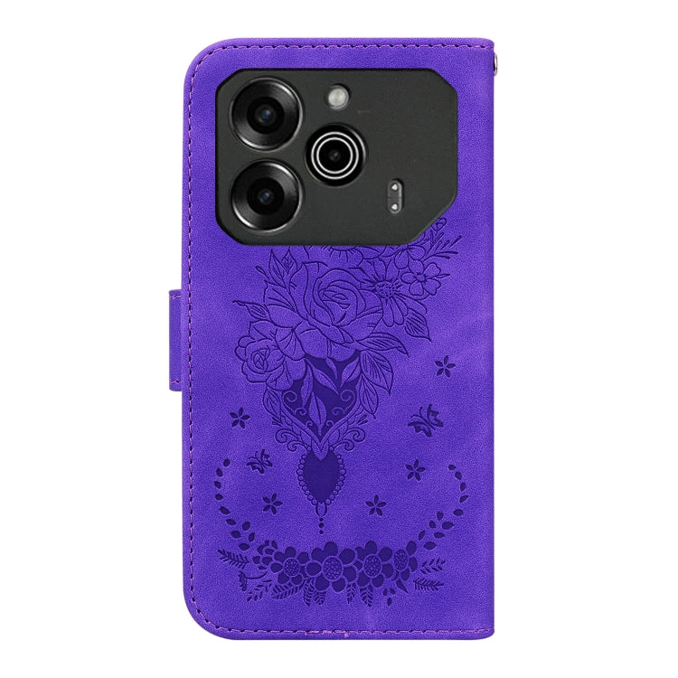 For Tecno Pova 6 / Pova 6 Pro Butterfly Rose Embossed Leather Phone Case
