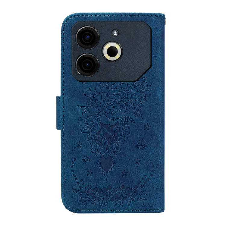 For Tecno Pova 6 Neo Butterfly Rose Embossed Leather Phone Case