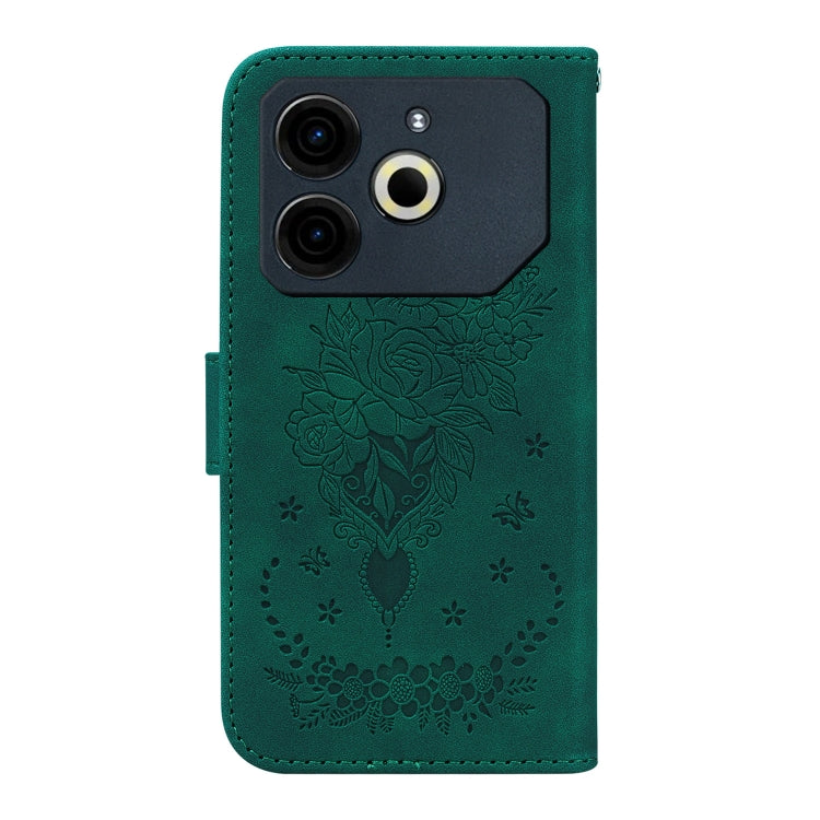 For Tecno Pova 6 Neo Butterfly Rose Embossed Leather Phone Case