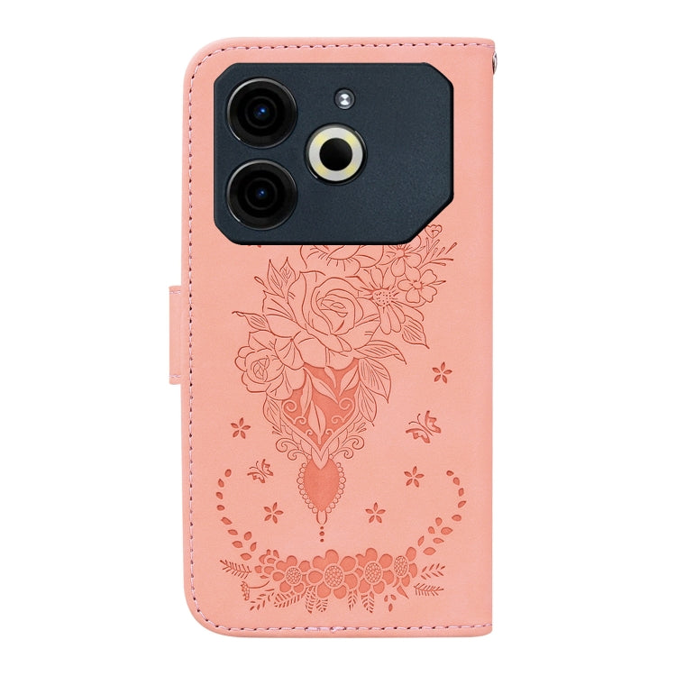 For Tecno Pova 6 Neo Butterfly Rose Embossed Leather Phone Case
