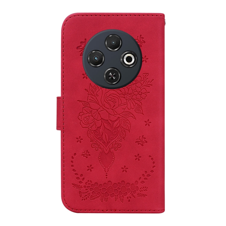 For Tecno Spark 30C Butterfly Rose Embossed Leather Phone Case