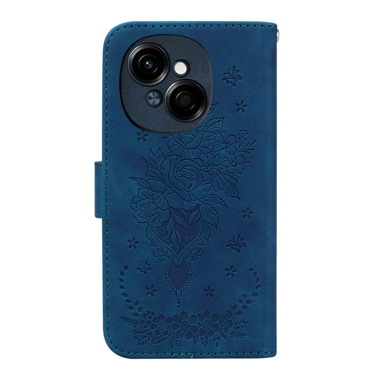 For Tecno Spark Go 1 / Pop 9 Pro Butterfly Rose Embossed Leather Phone Case