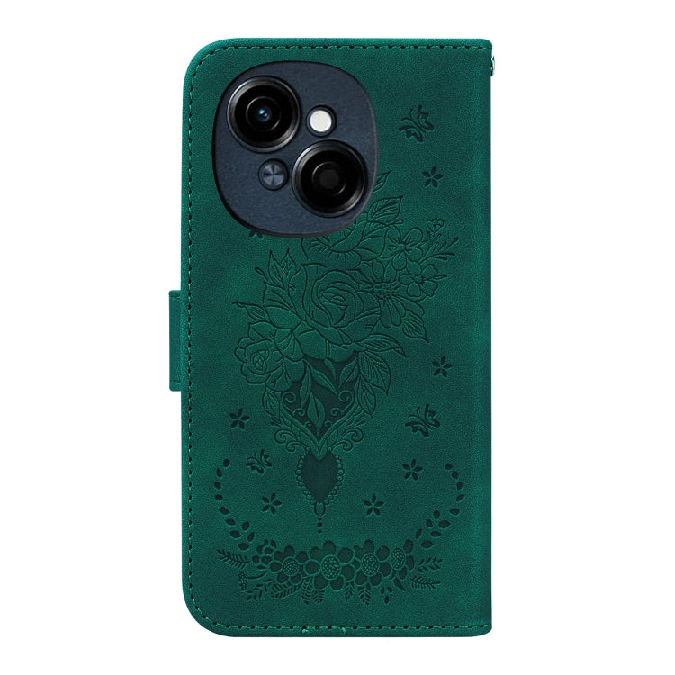 For Tecno Spark Go 1 / Pop 9 Pro Butterfly Rose Embossed Leather Phone Case
