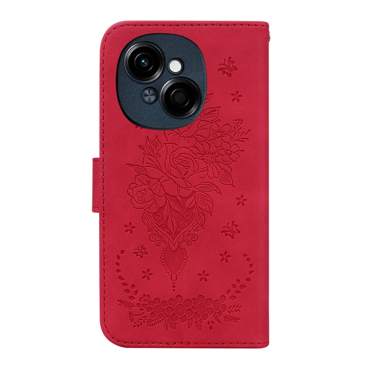 For Tecno Spark Go 1 / Pop 9 Pro Butterfly Rose Embossed Leather Phone Case