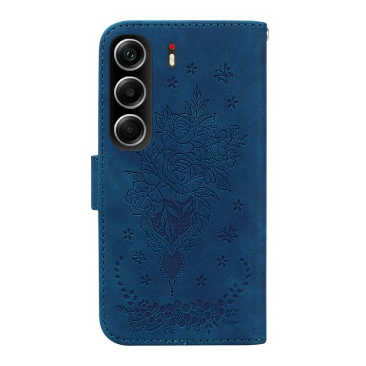 For Tecno Camon 40 Butterfly Rose Embossed Leather Phone Case