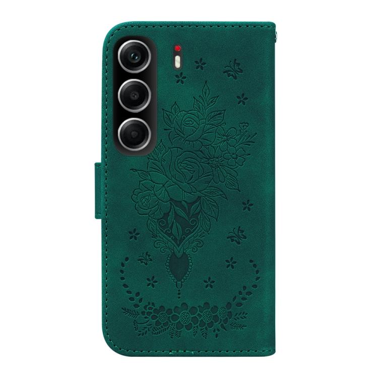 For Tecno Camon 40 Butterfly Rose Embossed Leather Phone Case