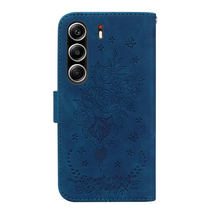 For Tecno Camon 40 Pro 4G Butterfly Rose Embossed Leather Phone Case