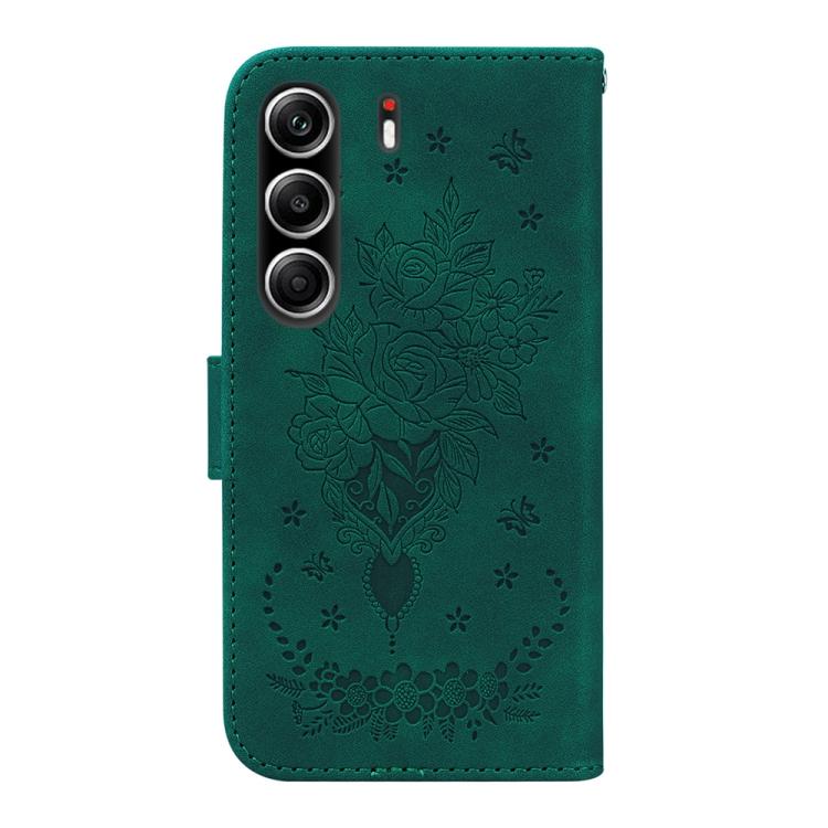 For Tecno Camon 40 Pro 4G Butterfly Rose Embossed Leather Phone Case