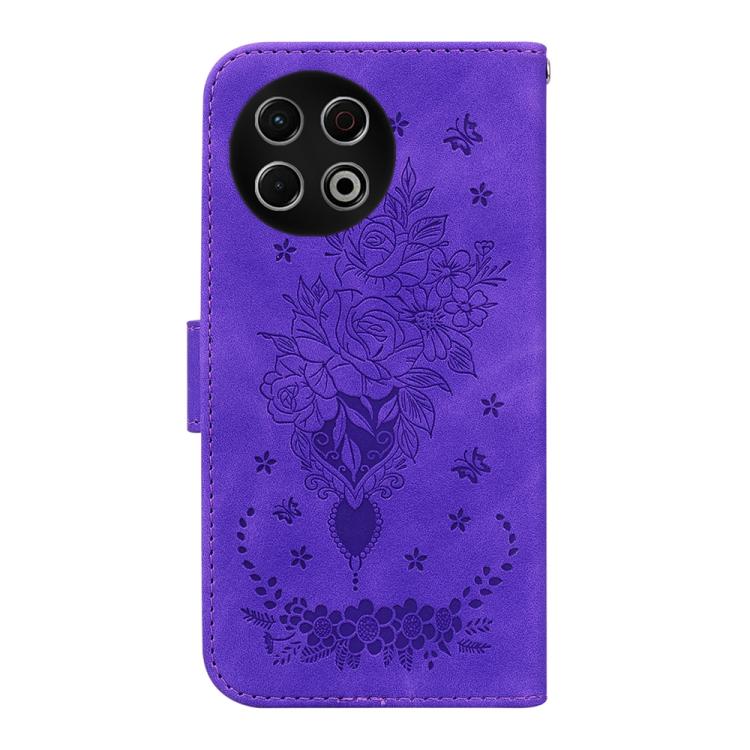 For Tecno Spark 30 Pro Butterfly Rose Embossed Leather Phone Case