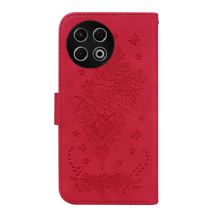 For Tecno Spark 30 Pro Butterfly Rose Embossed Leather Phone Case