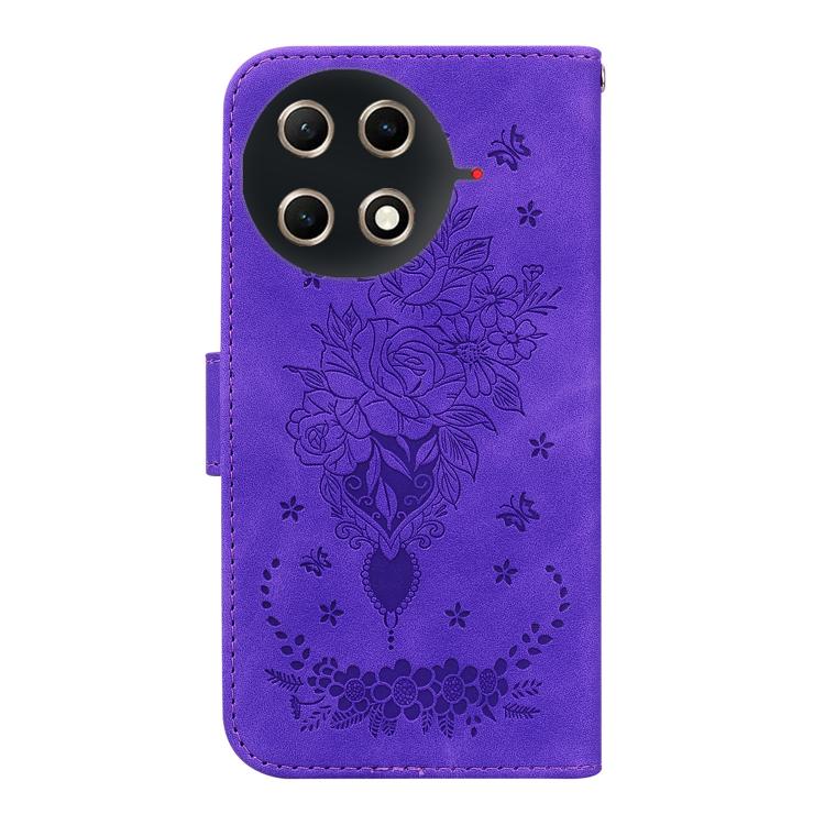 For Tecno Camon 30S / Camon 30S Pro Butterfly Rose Embossed Leather Phone Case