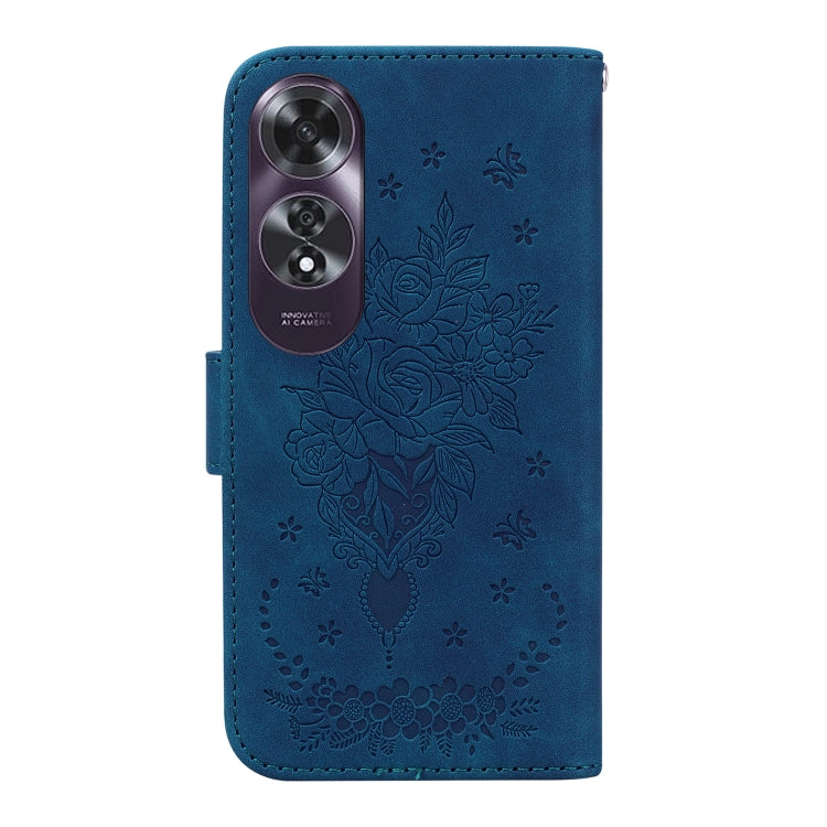 For OPPO A60 4G Butterfly Rose Embossed Leather Phone Case