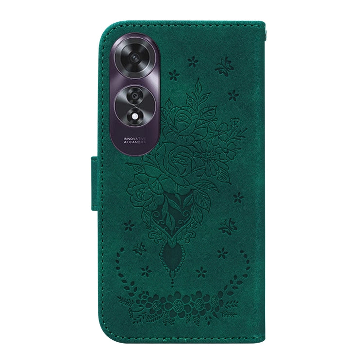 For OPPO A60 4G Butterfly Rose Embossed Leather Phone Case