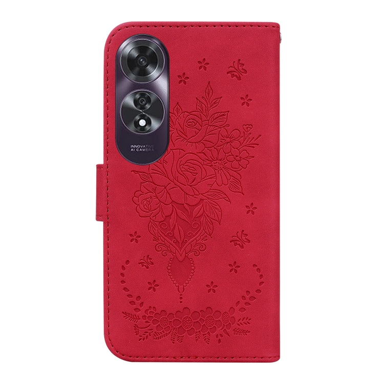 For OPPO A60 4G Butterfly Rose Embossed Leather Phone Case