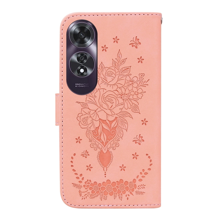 For OPPO A60 4G Butterfly Rose Embossed Leather Phone Case