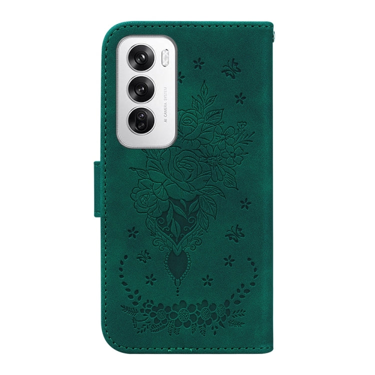 For OPPO Reno12 5G Global Butterfly Rose Embossed Leather Phone Case