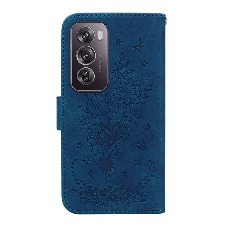 For OPPO Reno12 Pro 5G Global Butterfly Rose Embossed Leather Phone Case