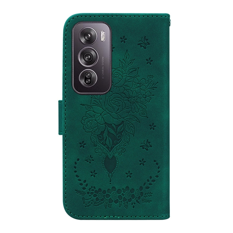 For OPPO Reno12 Pro 5G Global Butterfly Rose Embossed Leather Phone Case