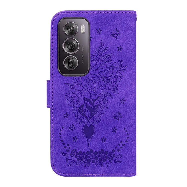 For OPPO Reno12 Pro 5G Global Butterfly Rose Embossed Leather Phone Case