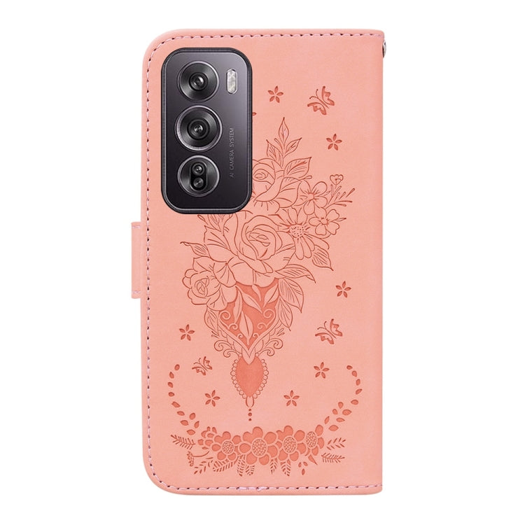 For OPPO Reno12 Pro 5G Global Butterfly Rose Embossed Leather Phone Case