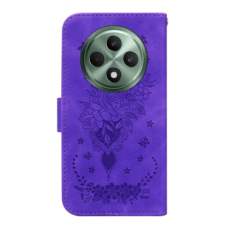 For OPPO Reno12 F 5G Butterfly Rose Embossed Leather Phone Case