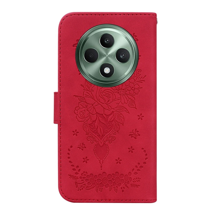 For OPPO Reno12 F 5G Butterfly Rose Embossed Leather Phone Case