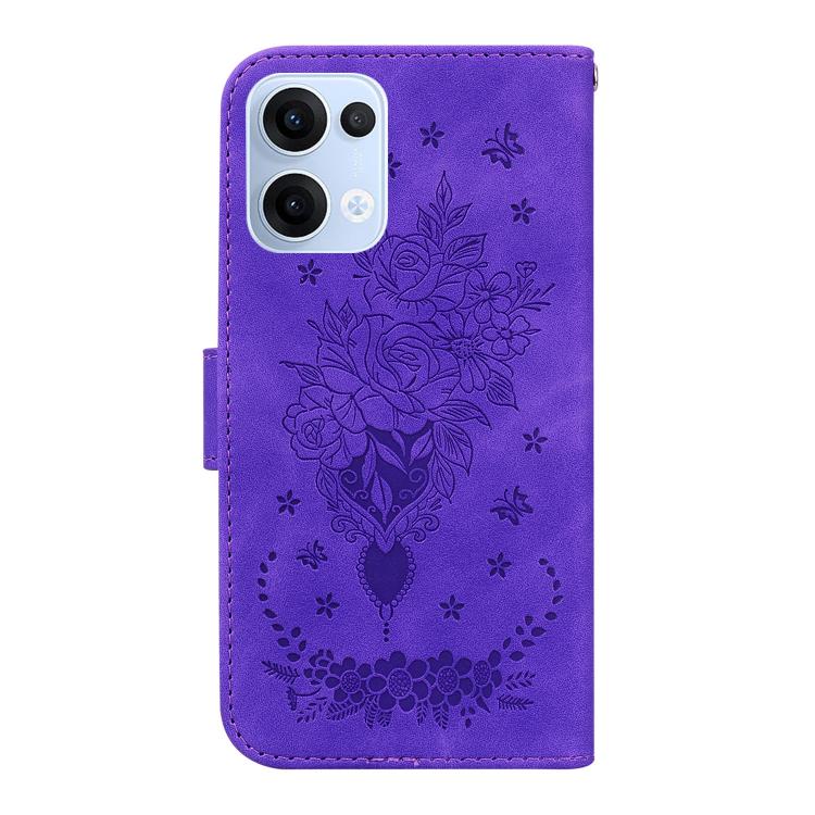 For OPPO Reno13 Global Butterfly Rose Embossed Leather Phone Case