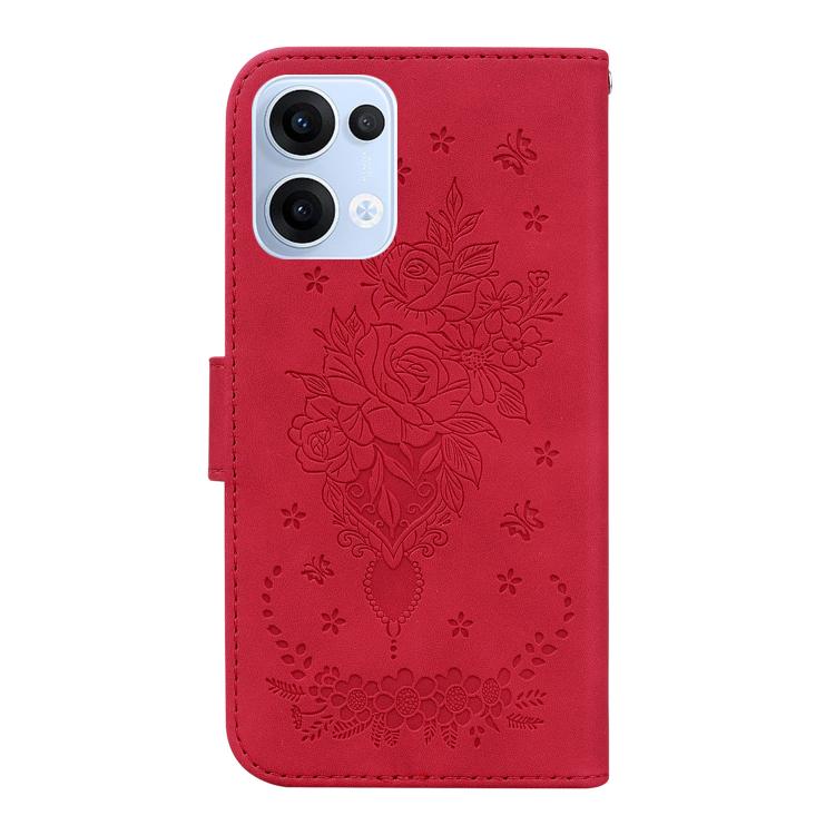 For OPPO Reno13 Global Butterfly Rose Embossed Leather Phone Case