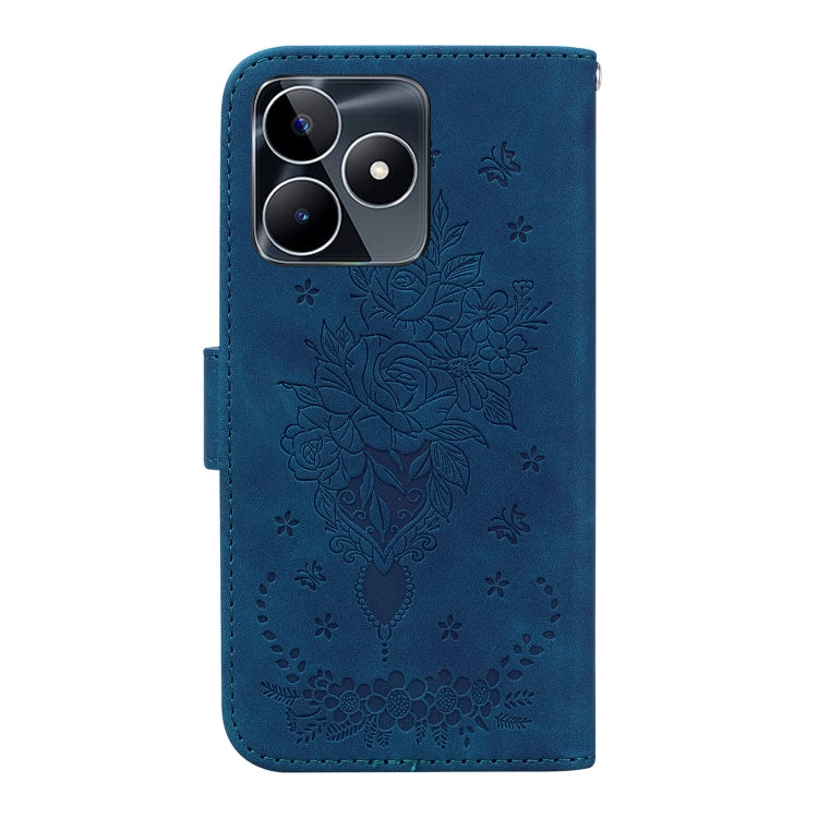 For Realme C53 / Narzo N53 Butterfly Rose Embossed Leather Phone Case