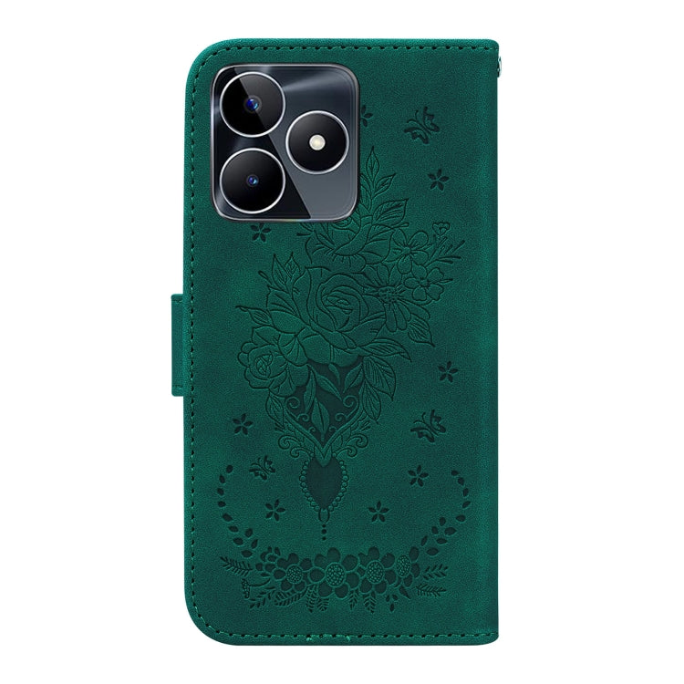 For Realme C53 / Narzo N53 Butterfly Rose Embossed Leather Phone Case