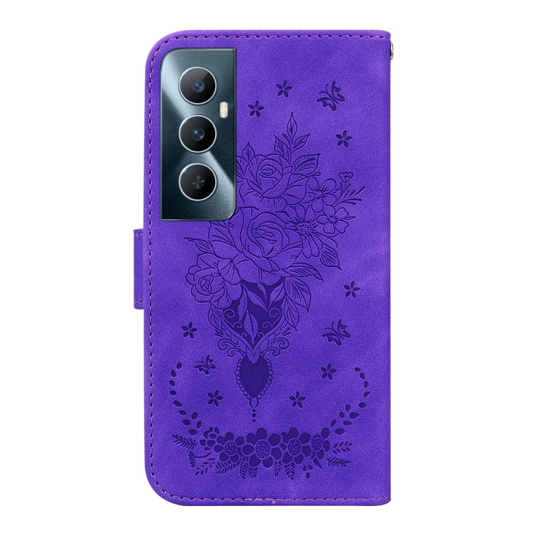 For Realme C65 4G Butterfly Rose Embossed Leather Phone Case