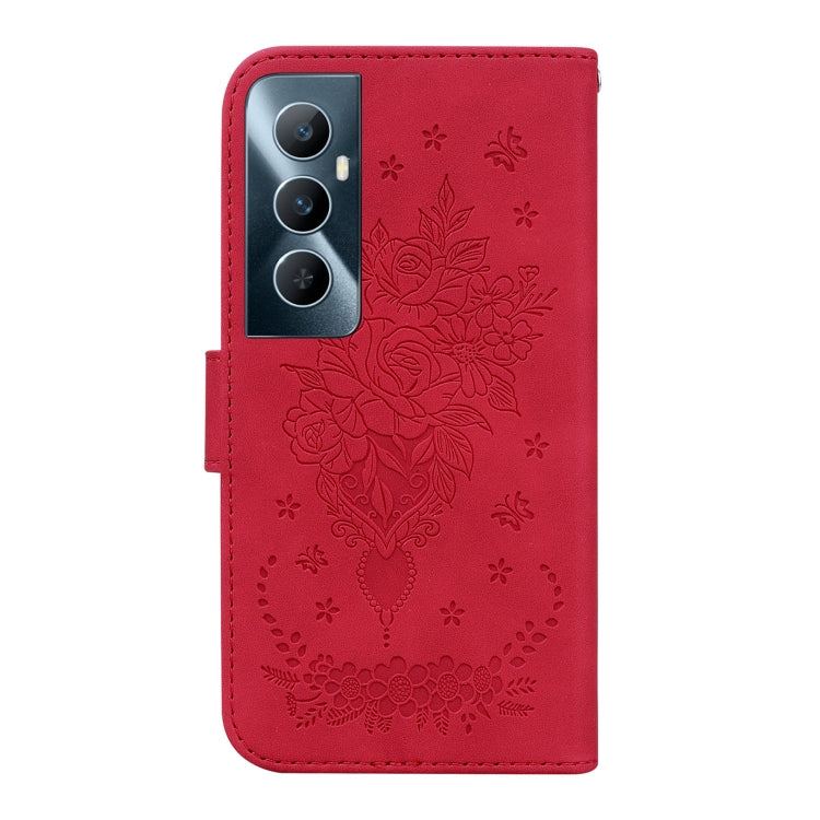For Realme C65 4G Butterfly Rose Embossed Leather Phone Case