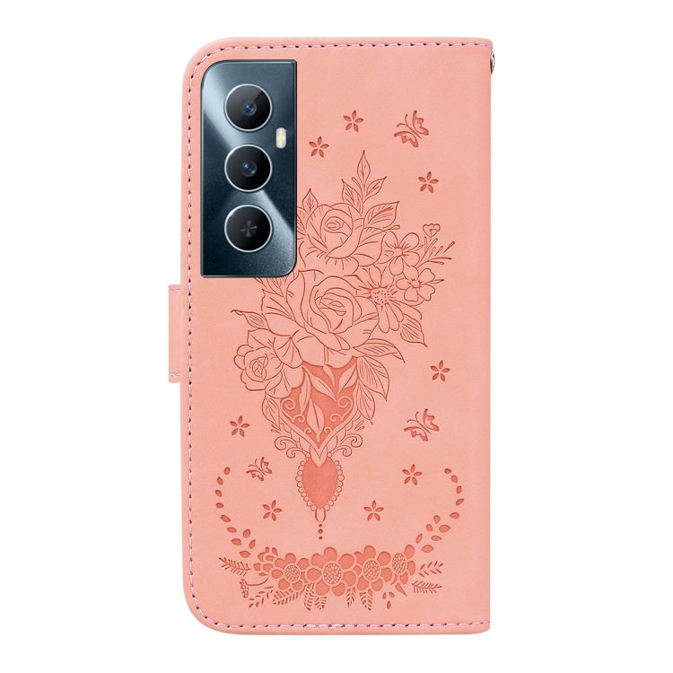 For Realme C65 4G Butterfly Rose Embossed Leather Phone Case