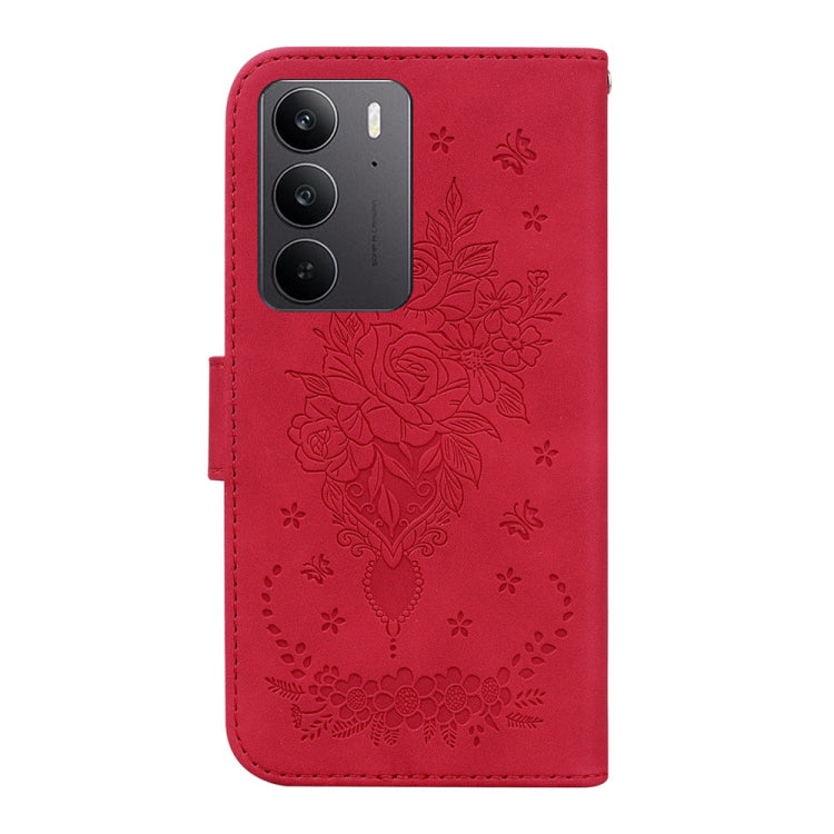 For Realme C75 Butterfly Rose Embossed Leather Phone Case