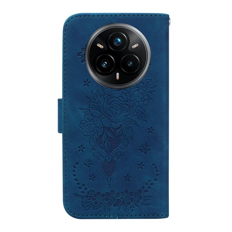 For Realme 14 Pro+ Butterfly Rose Embossed Leather Phone Case