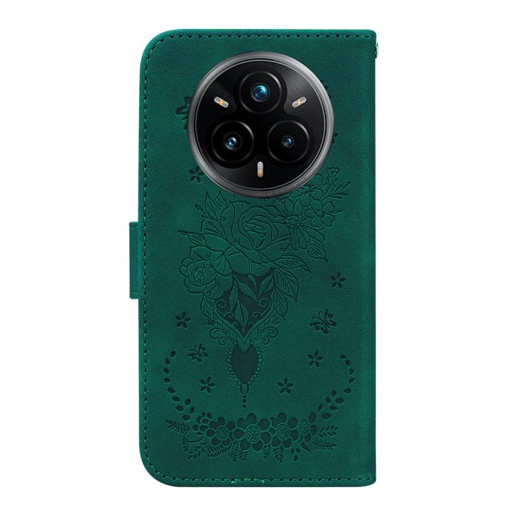 For Realme 14 Pro+ Butterfly Rose Embossed Leather Phone Case