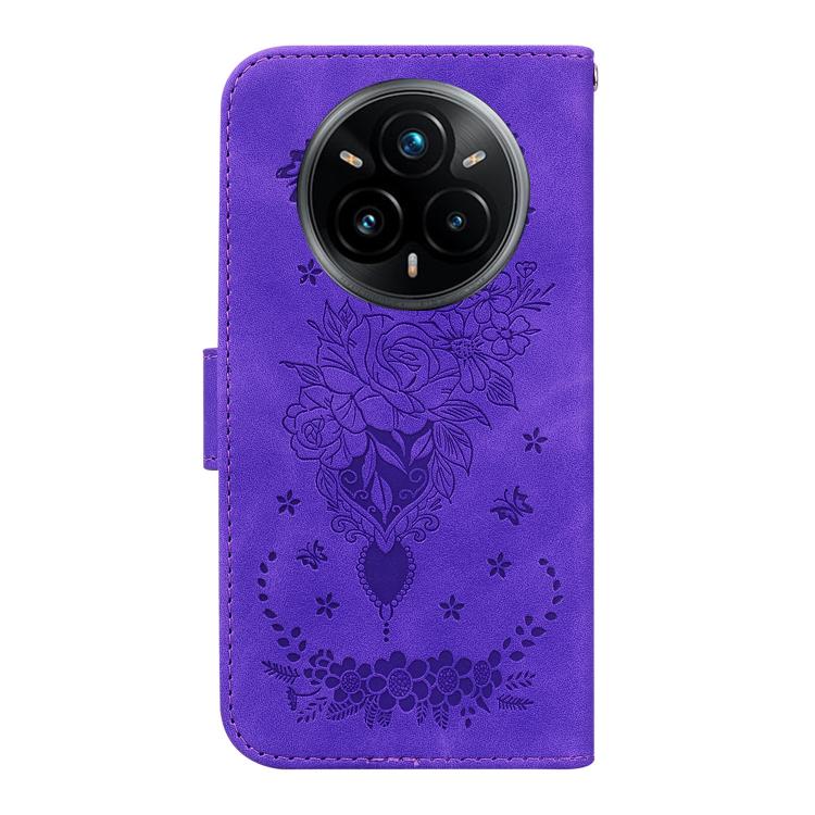 For Realme 14 Pro+ Butterfly Rose Embossed Leather Phone Case