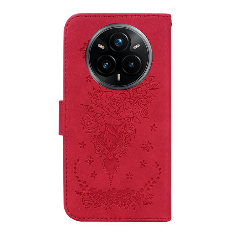 For Realme 14 Pro+ Butterfly Rose Embossed Leather Phone Case